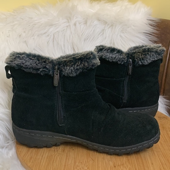 Khombu | Black Suede Zipper Lindsey All Weather Rubber Sole SlipOn Boots 9 - Picture 12 of 17